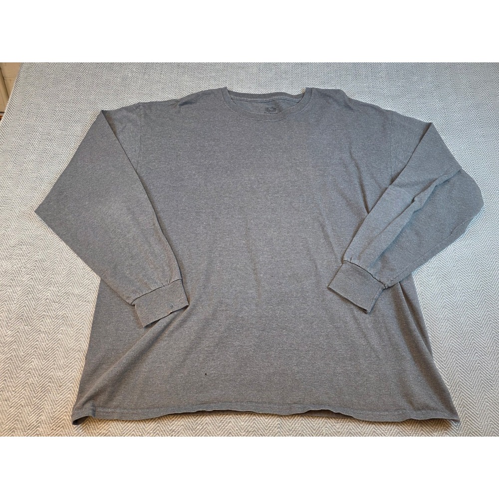 Fruit of the Loom Mens XL Long Sleeve T-Shirt Charcoal Grey Heather Crew Neck